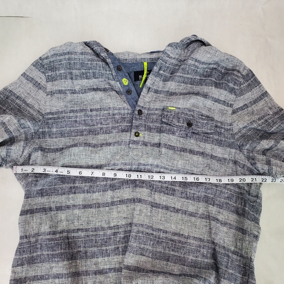 Buffalo David Bitton Linen Roll Tab Sleeve Hooded Quarter Button LS Shirt SZ L - Picture 11 of 13